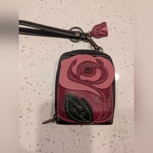 Chala Floral Wristlet with Pink and Green Accents